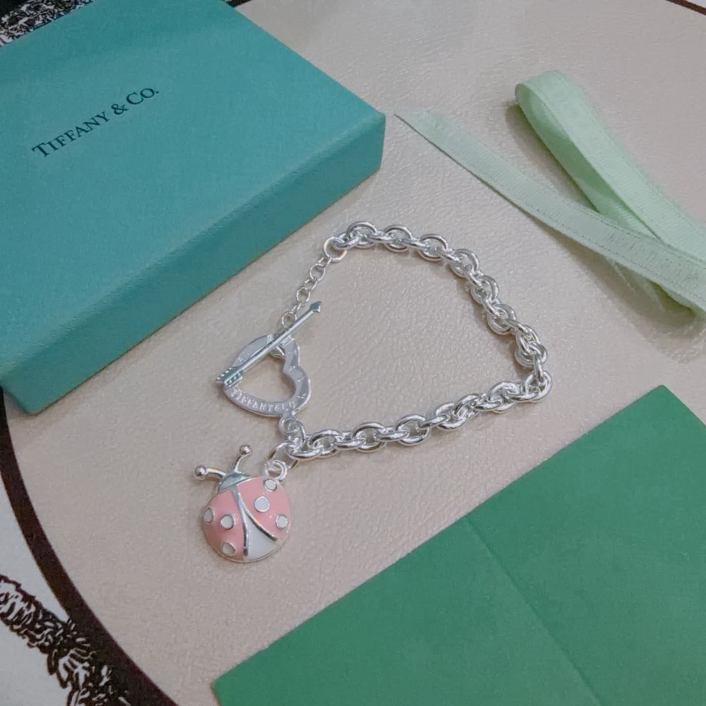 Tiffany & Co. Silver Ladybug Charm Bracelet